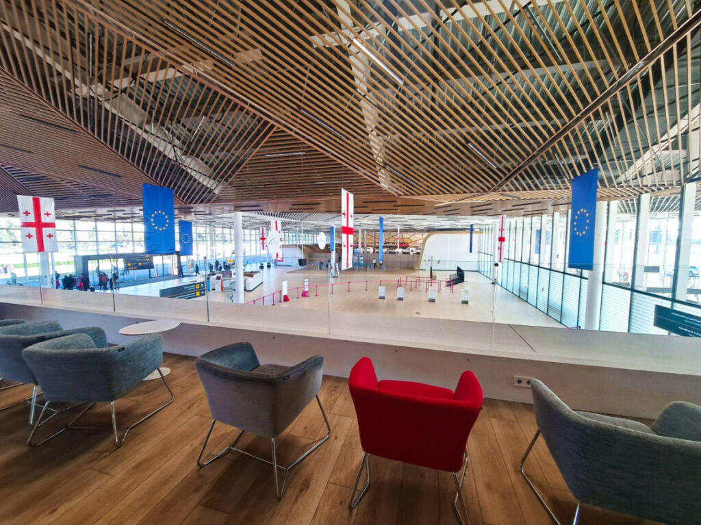 View of the lounge seats overlooking the gates at Kutaisi International Airport Interior