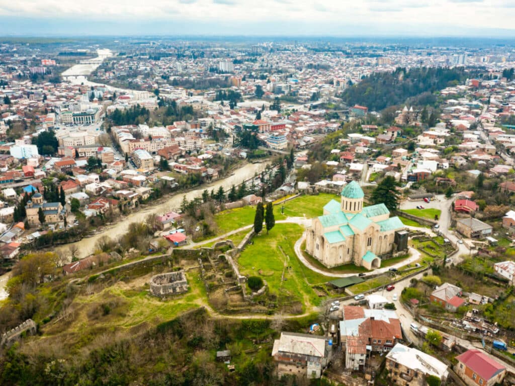 Aerial view of the town of Kutaisi in Georgia