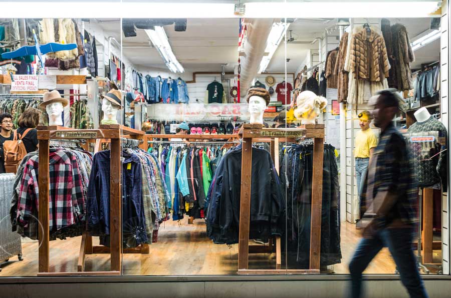 Clothes displayed on a store in New York City