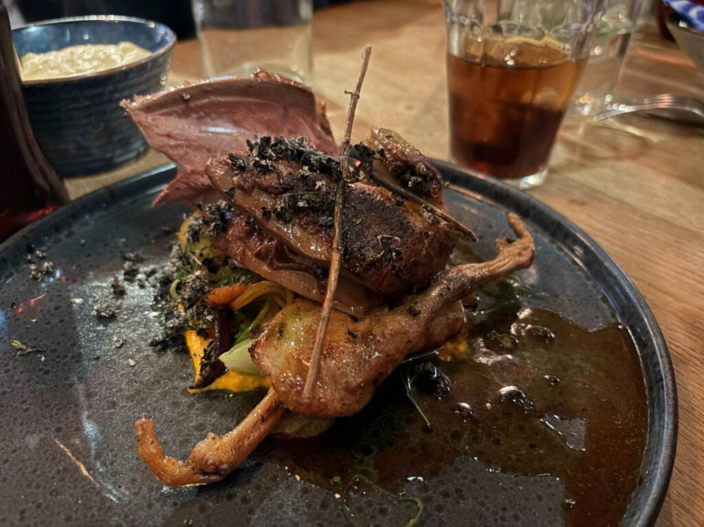 A pigeon meal served at L’Ami Jean