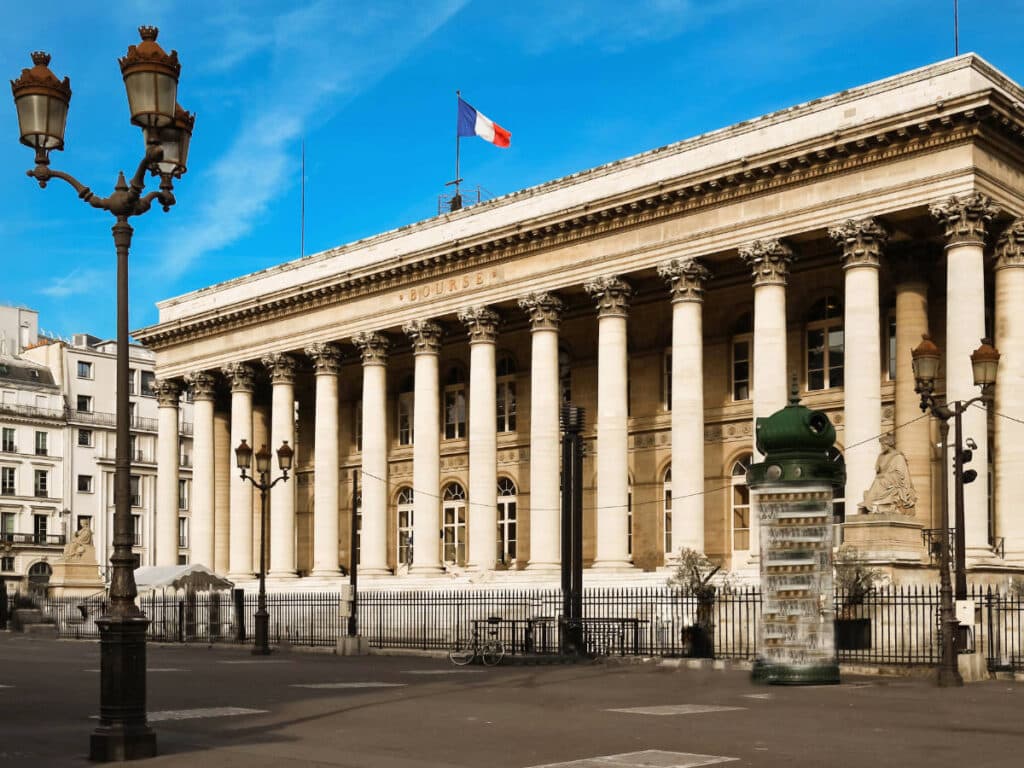 La Bourse building from the outside in Paris
