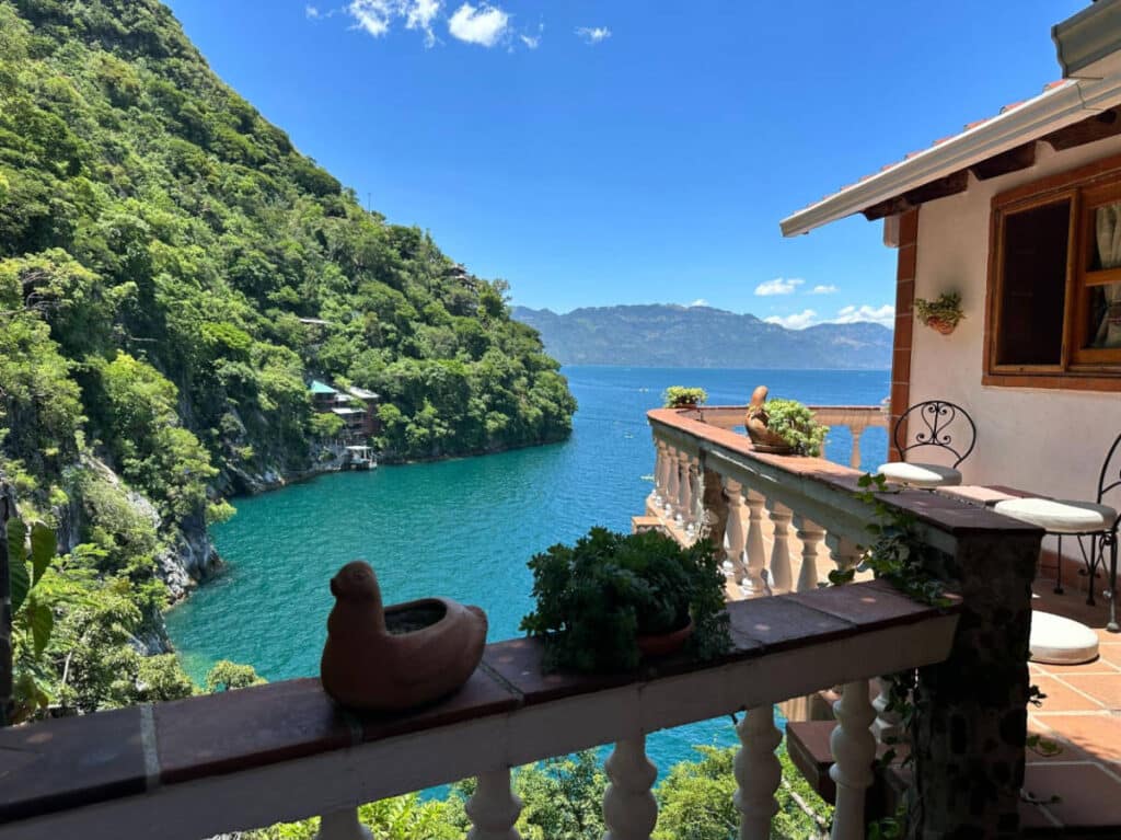 View of Lake Atitlan from the La Casa del Mundo