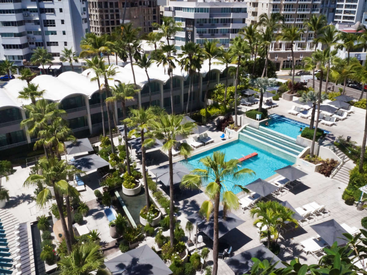 View of the lounge area around the pool of La Concha Renaissance San Juan Resort