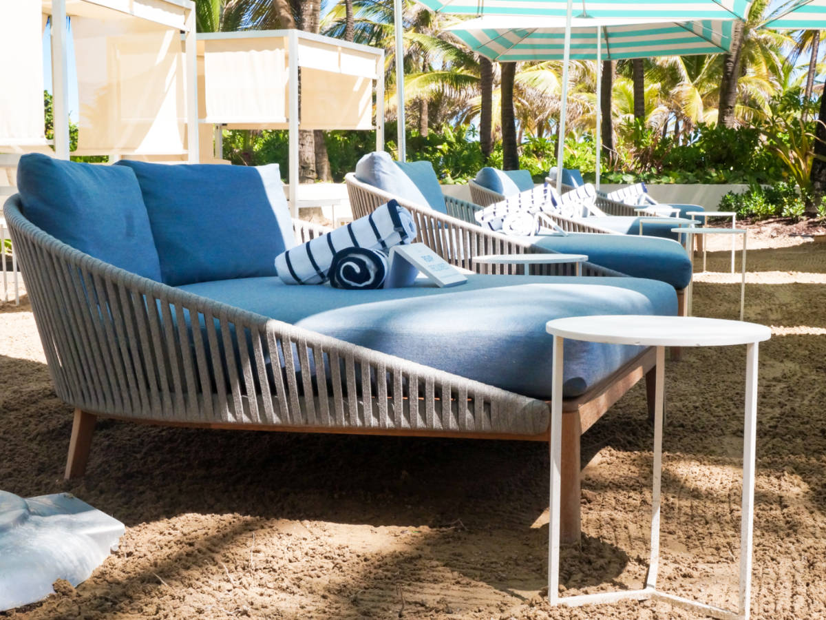 Closeup view of the lounge chairs of La Concha Renaissance San Juan Resort