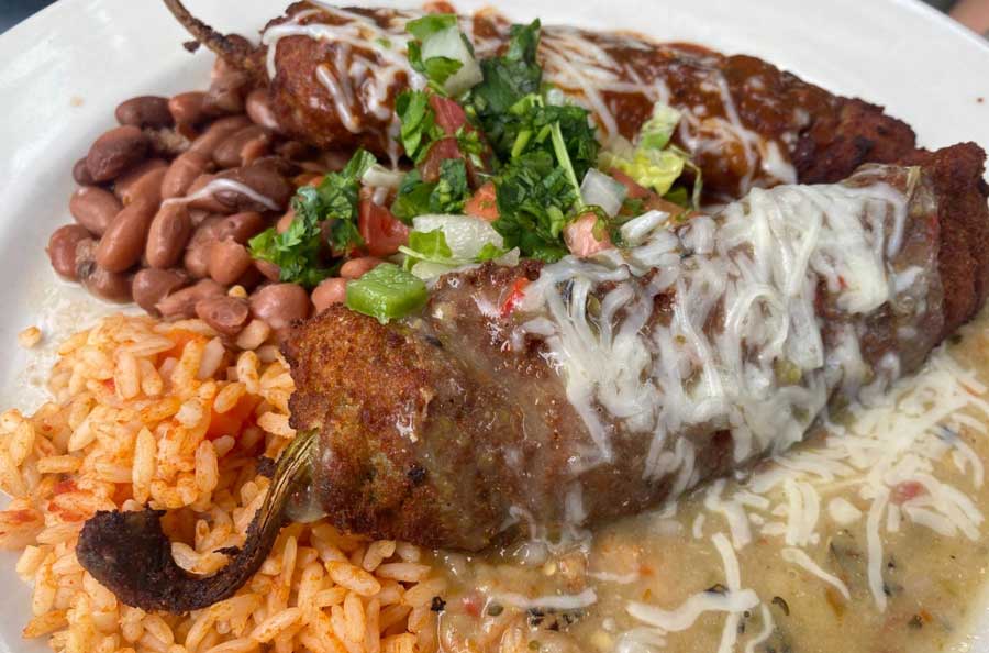 Close up view of a dish on a plate served in La Cueva Cafe