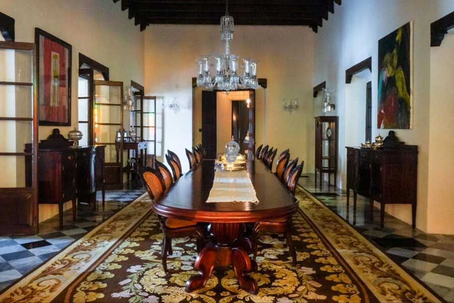 A dining area inside La Fortaleza