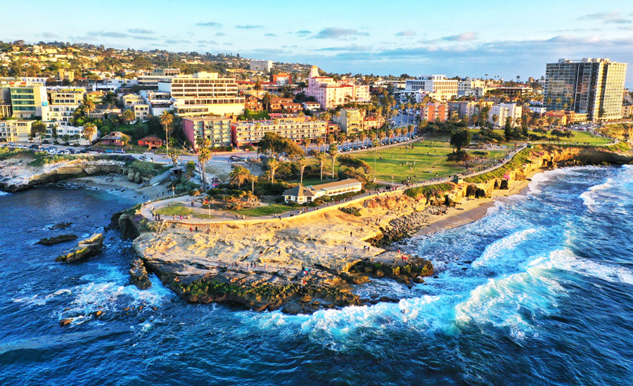 Aerial view of the beachside town of La Jolla