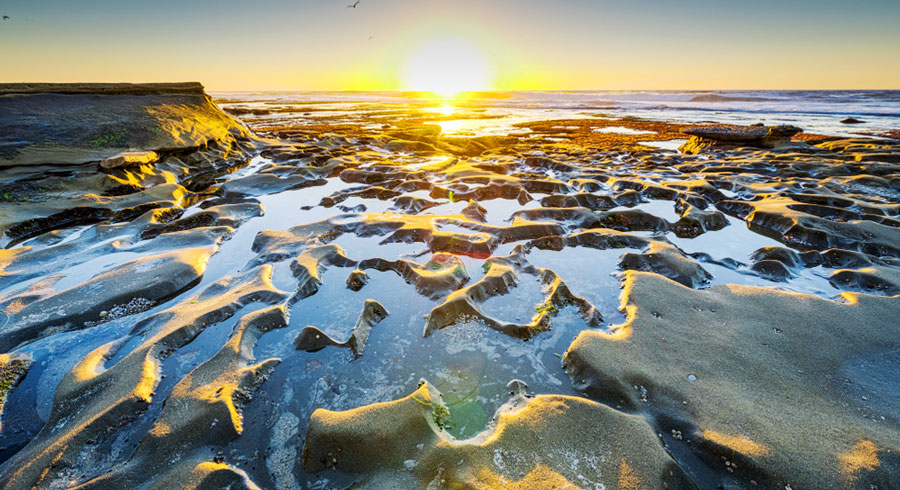 View of the sunset in La Jolla Tide Pools