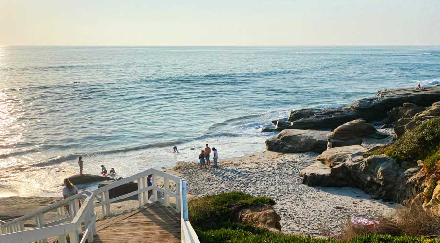 View of people during fall season in the La Jolla beach