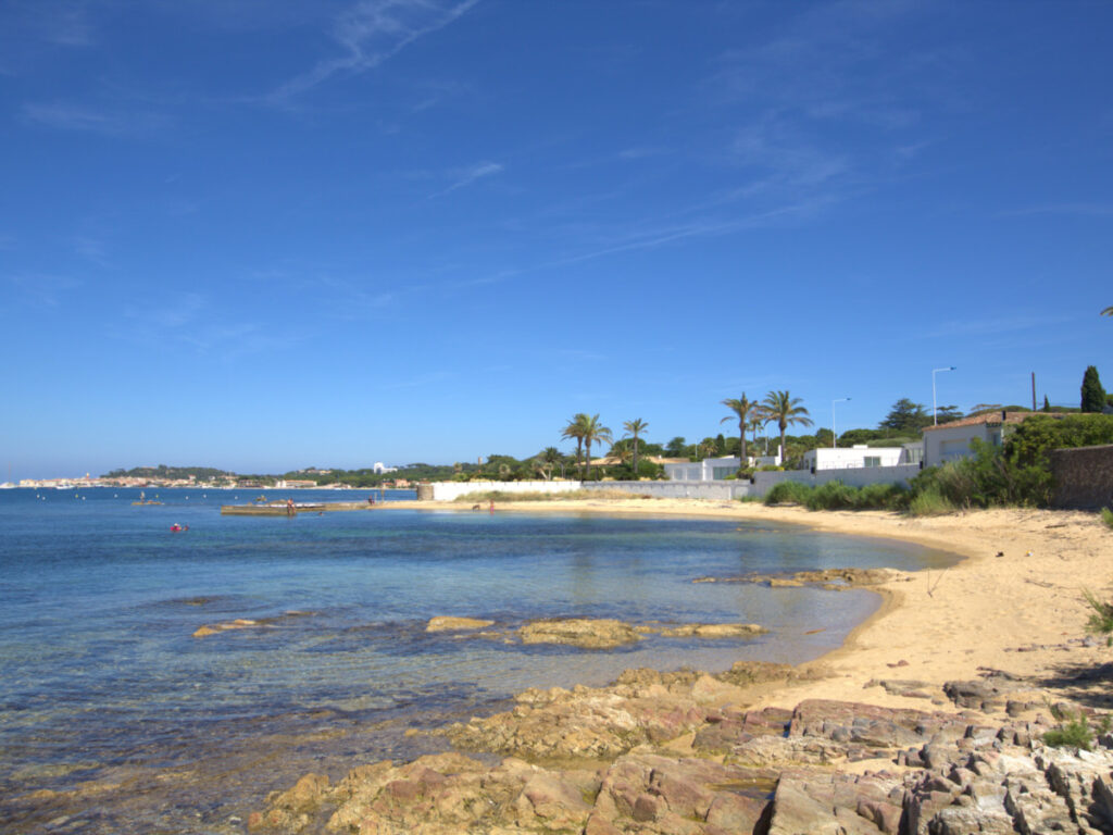 Sandy and rocky Moutte Beach in Saint-Tropez
