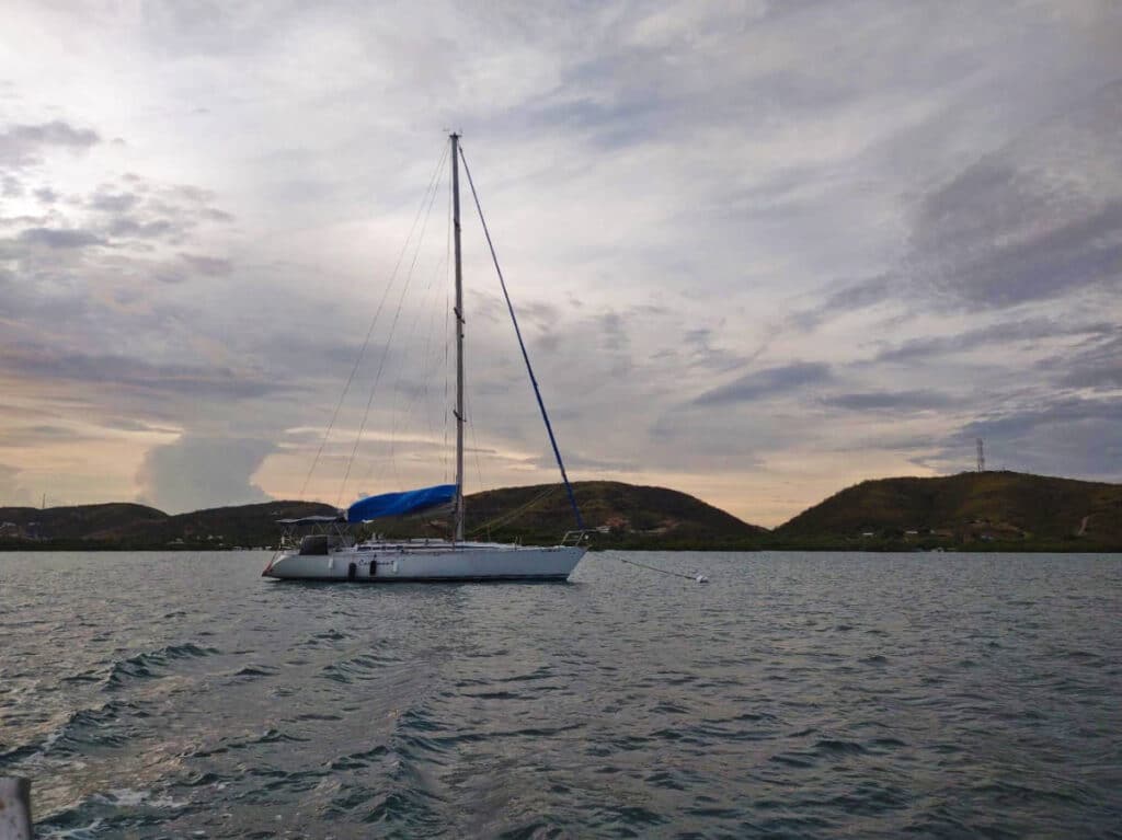 A catamaran on the La Parguera before night time