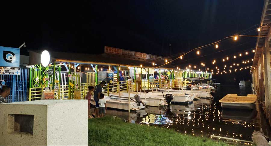 View of boats parked in a tour operator area in La Parguera
