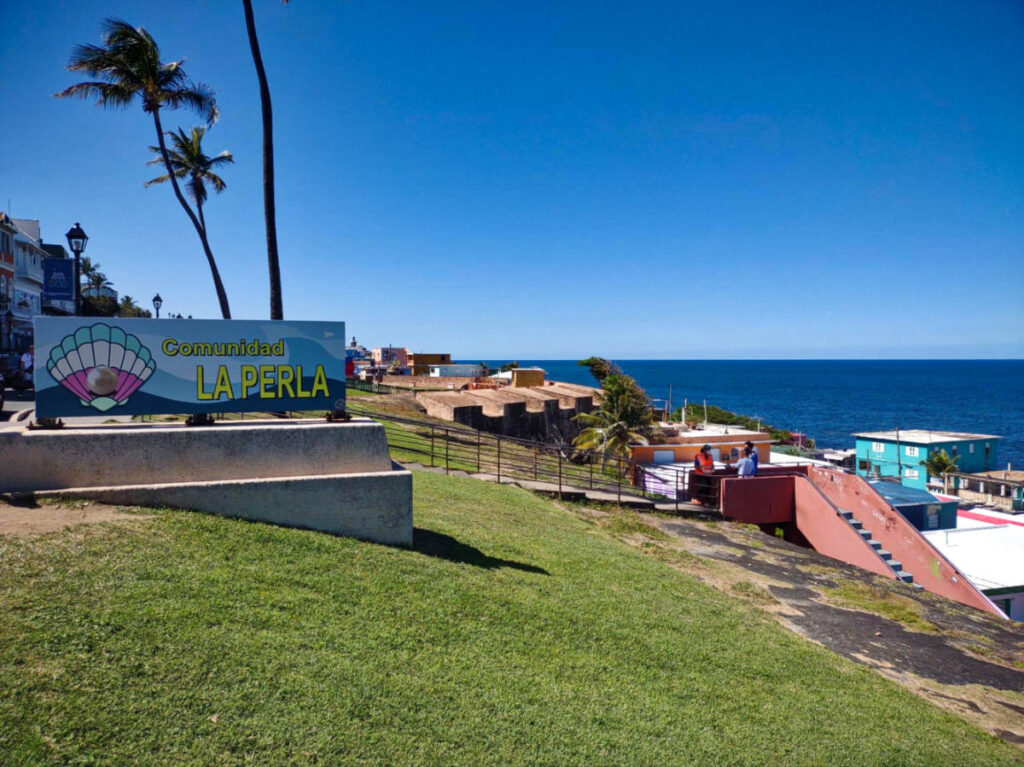 Overlooking view of the seaside from the La Perla