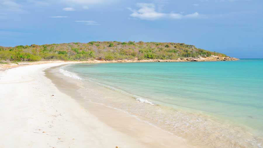 View of the empty and quiet La Playuela Beach in Cabo Rojo