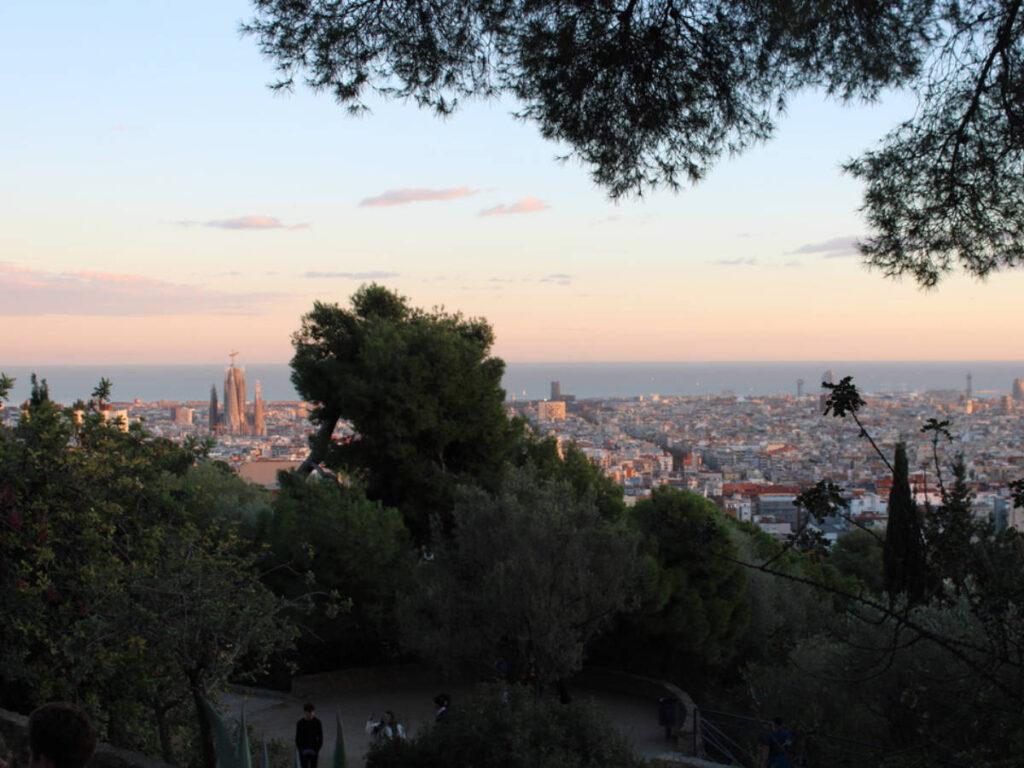 The La Sagrada Familia from afar, view at Park Güell