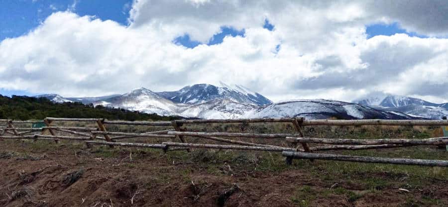 View of the snow capped La Sal Mountains from a distance