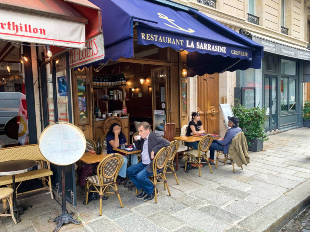 View of the people chilling at the terrace of La Sarrasine