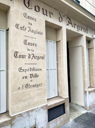 List of wines on the exterior of La Tour d'Argent