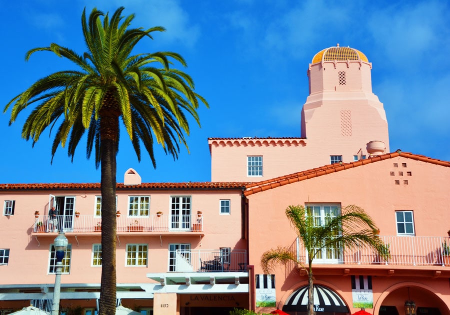 View of the La Valencia Hotel from the outside