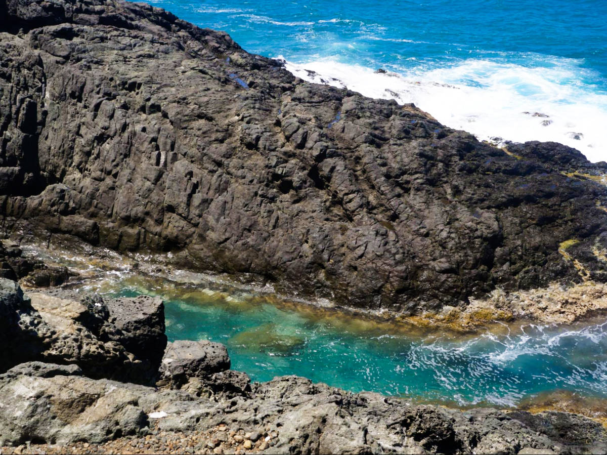 Aerial view of the rocky cliffs on La Zanja