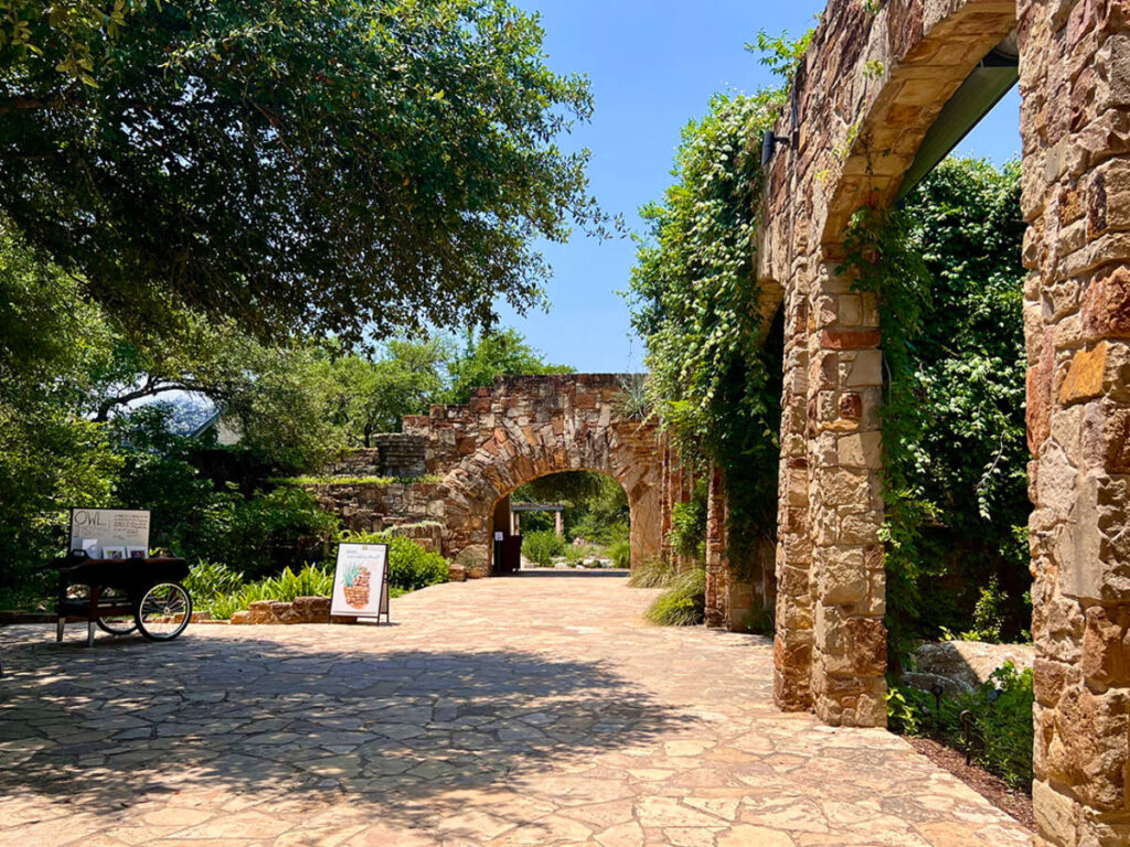 View of the the entry gate to the Lady Bird Johnson Wildflower Center