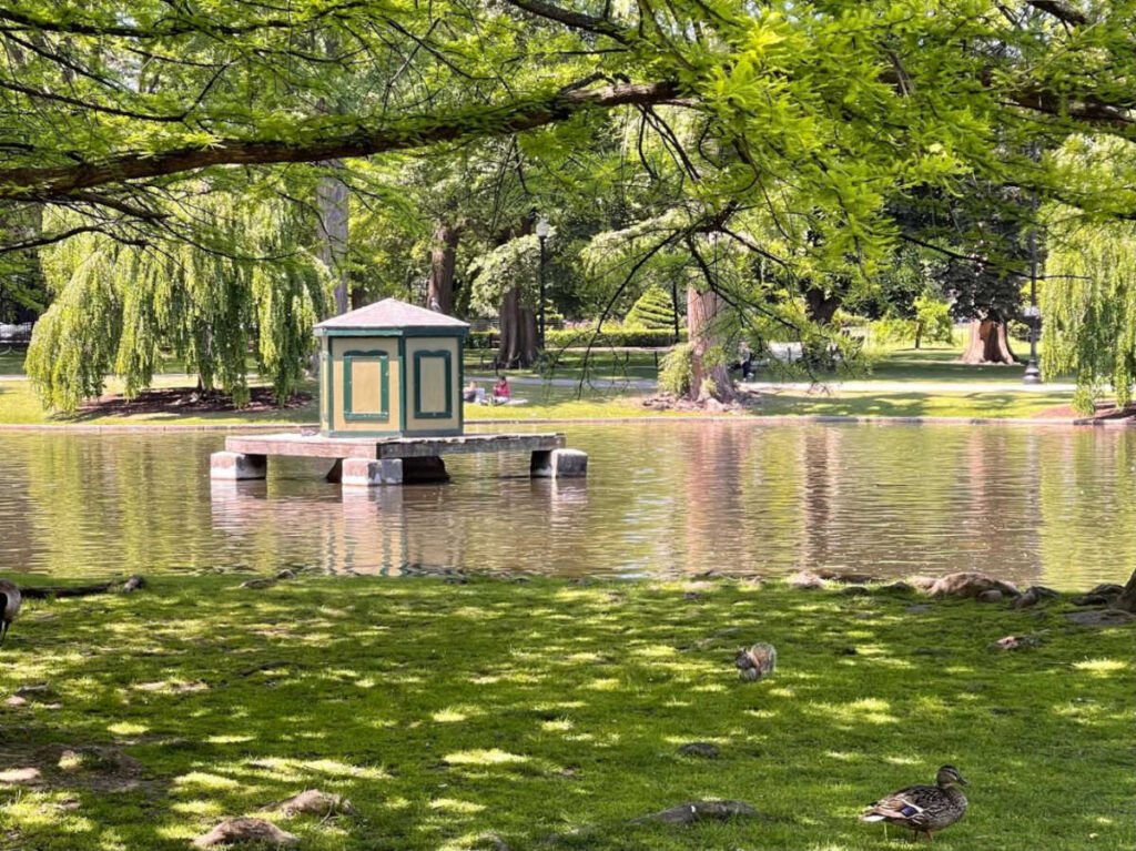 A sculpture on the lagoon at the Boston Public Garden
