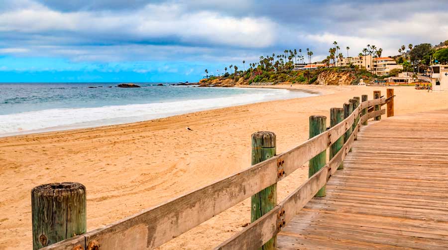 View of a foot walk in the empty Laguna Beach