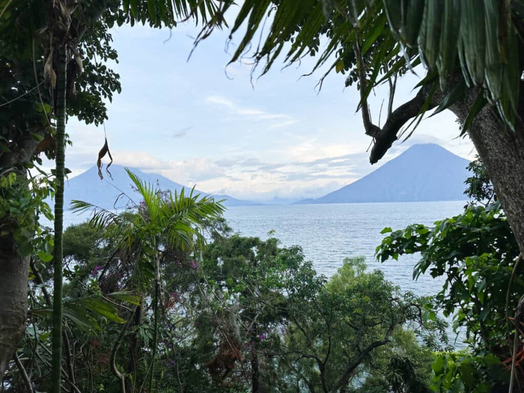 Volcanoes at Lake Atitlan during an early morning