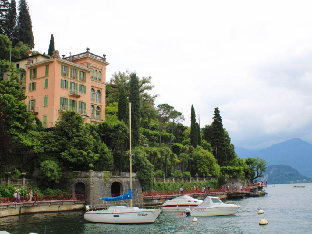 View of boats on the Lake Como