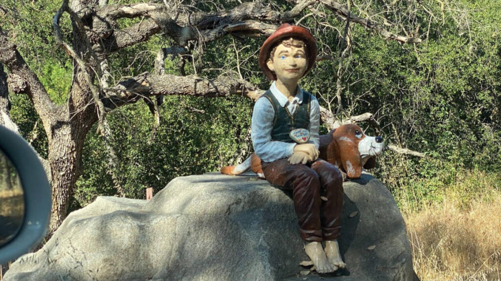 View of a sculpture displayed in Lake Hodges