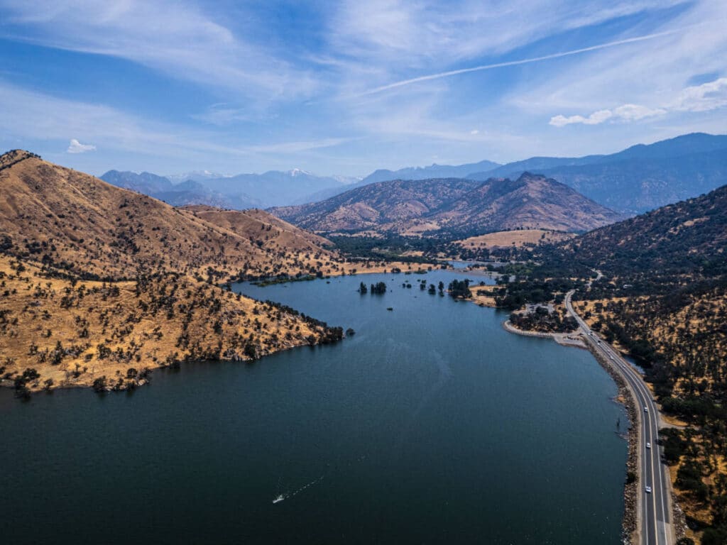 Aerial view of Lake Kaweah in Three Rivers