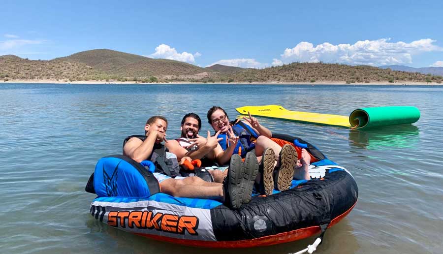 A group of friends enjoying their day in Lake Pleasant