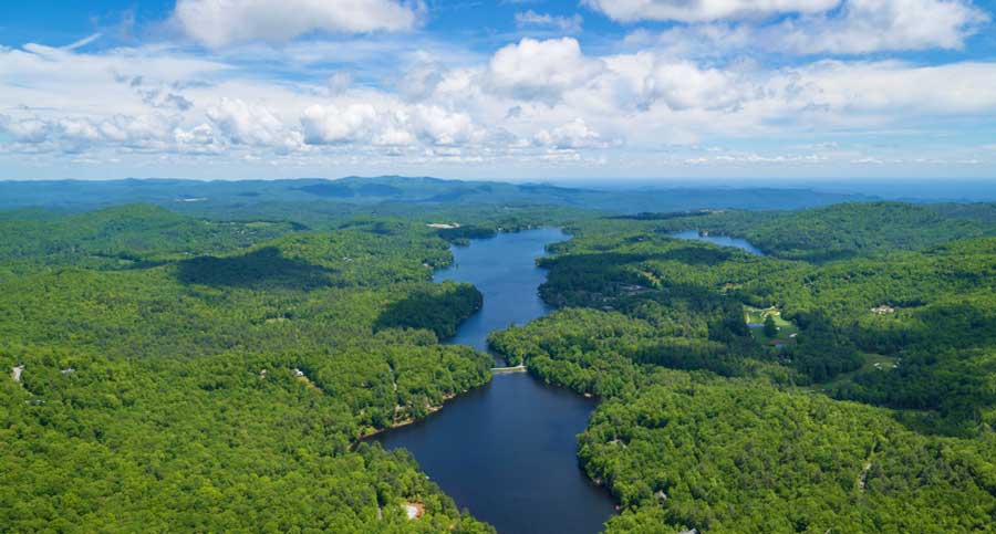 Aerial view of the Lake Toxaway