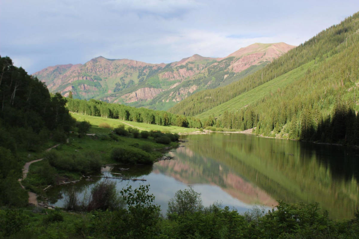 Reflection of a mountain on a lake in Aspen, Colorado