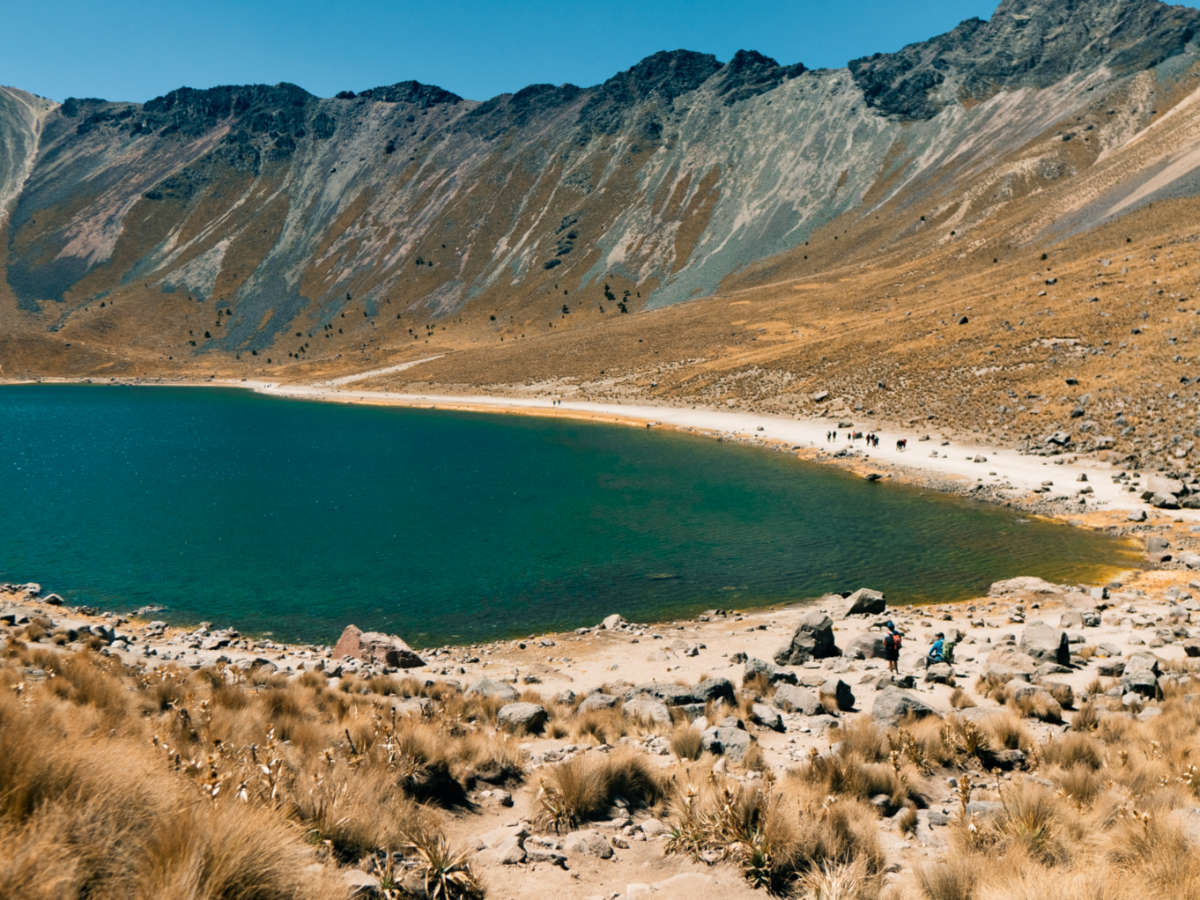 Overlooking view of the lake inside the Nevado de Toluca