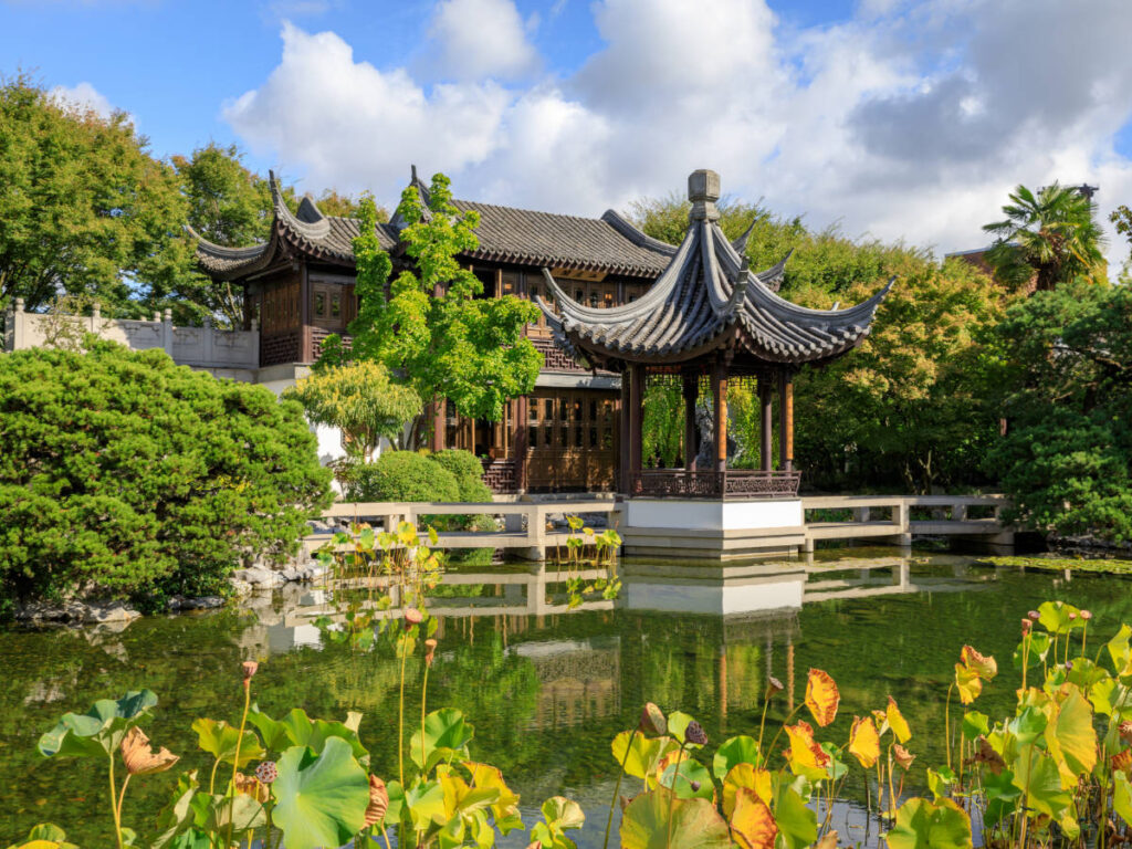 A Pagoda at Lan Su Chinese Garden in Portland