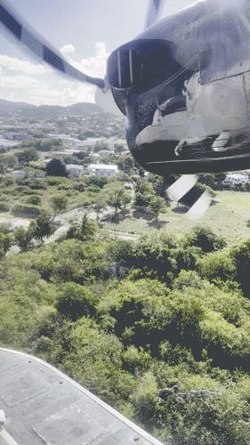 View during a landing of seaplane at the Christiansted Harbor