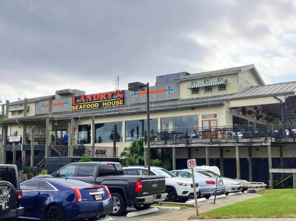 Cars parked outside the Landry's Seafood House