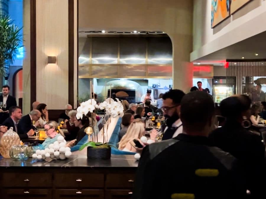 View inside the luxurious and busy restaurant of L’ardente