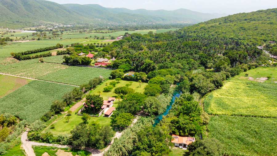 Aerial view of the landscape in Las Estacas
