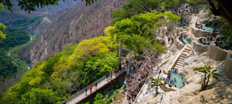 Overlooking view of tourists coming in Las Grutas de Tolantongo