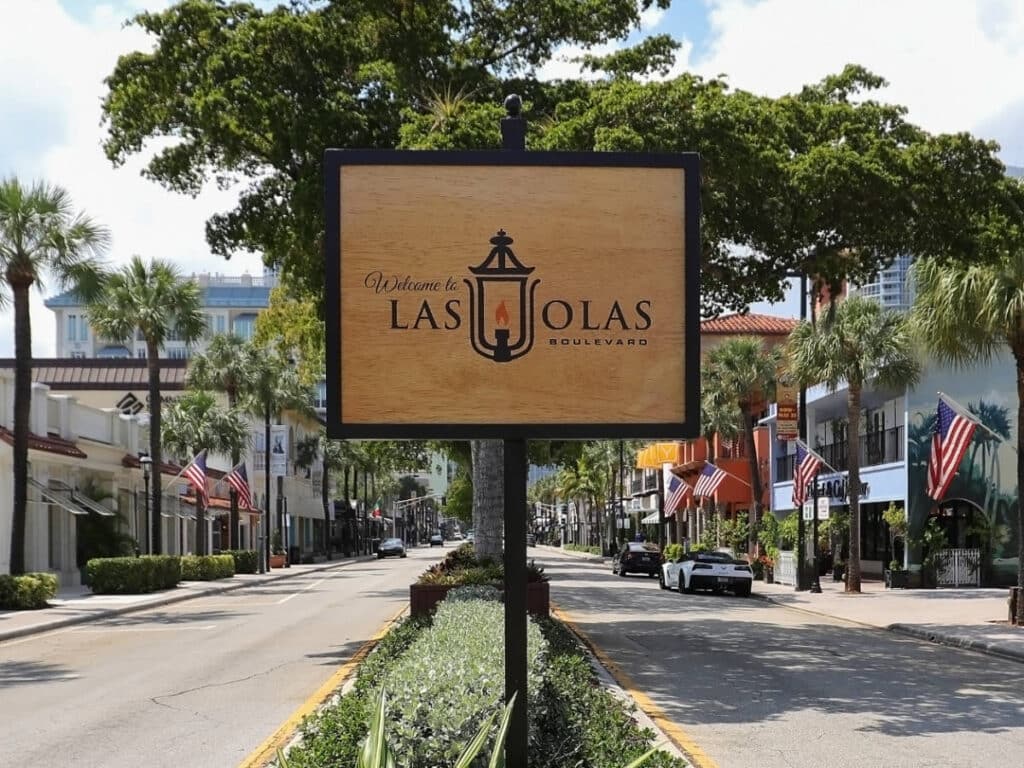 A signage at the Las Olas Boulevard in Fort Lauderdale