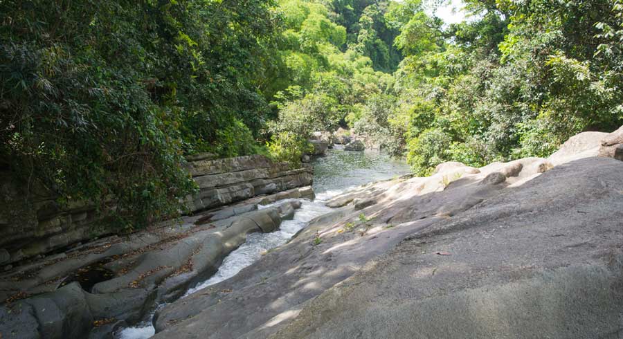 Water running through the Las Paylas
