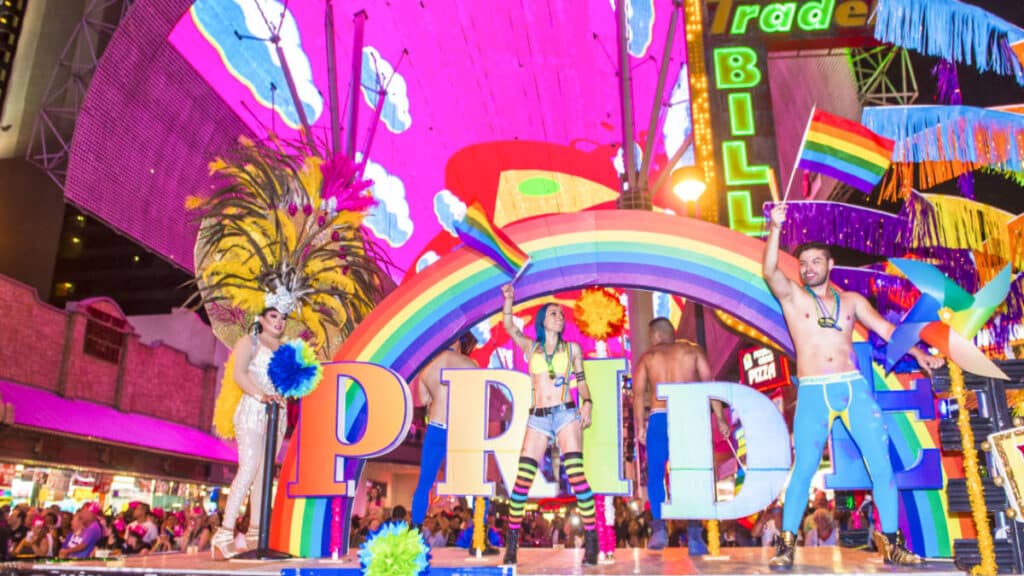 Colorful stage and performance during the Las Vegas PRIDE Festival