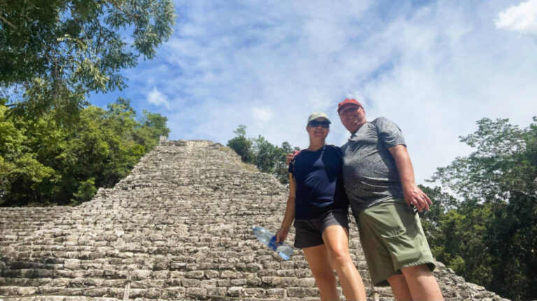 Laura Falin with her husband during one of their vacations