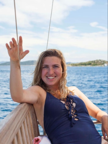 Laura McFarland on a boat in Biograd, Croatia