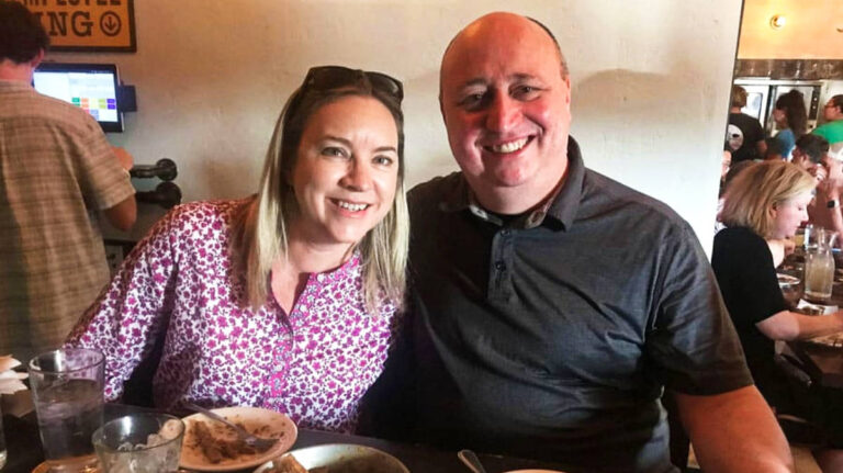 Travel Lemming writer Laura Falin and her husband at a Denver restaurant