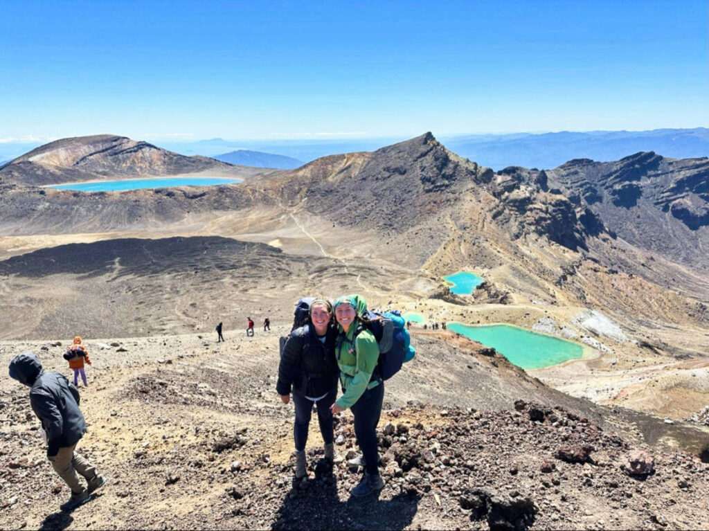 The author Laura McFarland and her partner in front of the Tongariro Circuit