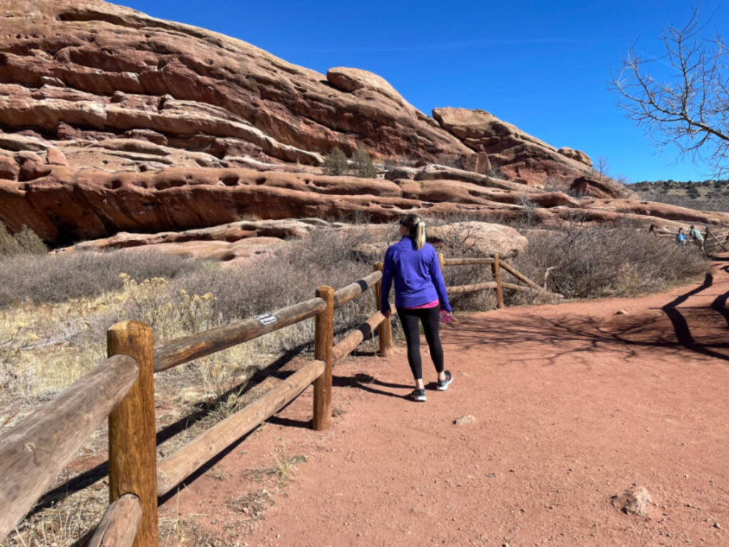 The author Laura Falin wandering in Red Rocks Amphitheater