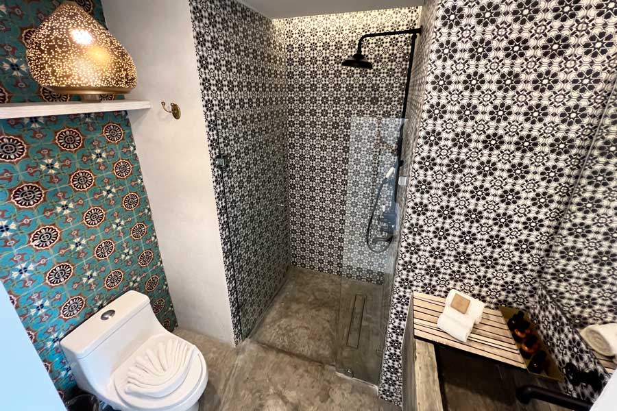 View from the inside of a bathroom in Layla Tulum
